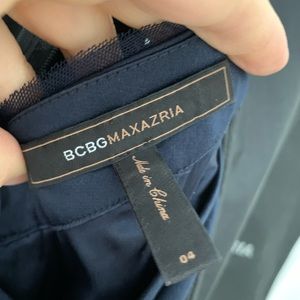 BCBG Maxazria Navy Evening Gown with Beaded Straps - Size 4